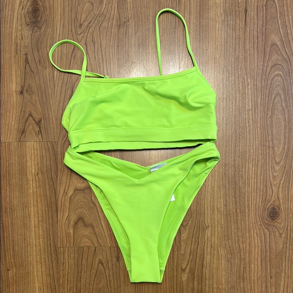 Neon green cheeky bikini